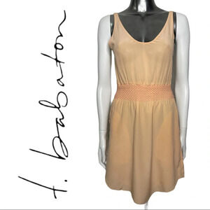 Babaton Blythe Dress Sleeveless Silk  Dress Smocked Waist Detail XXS